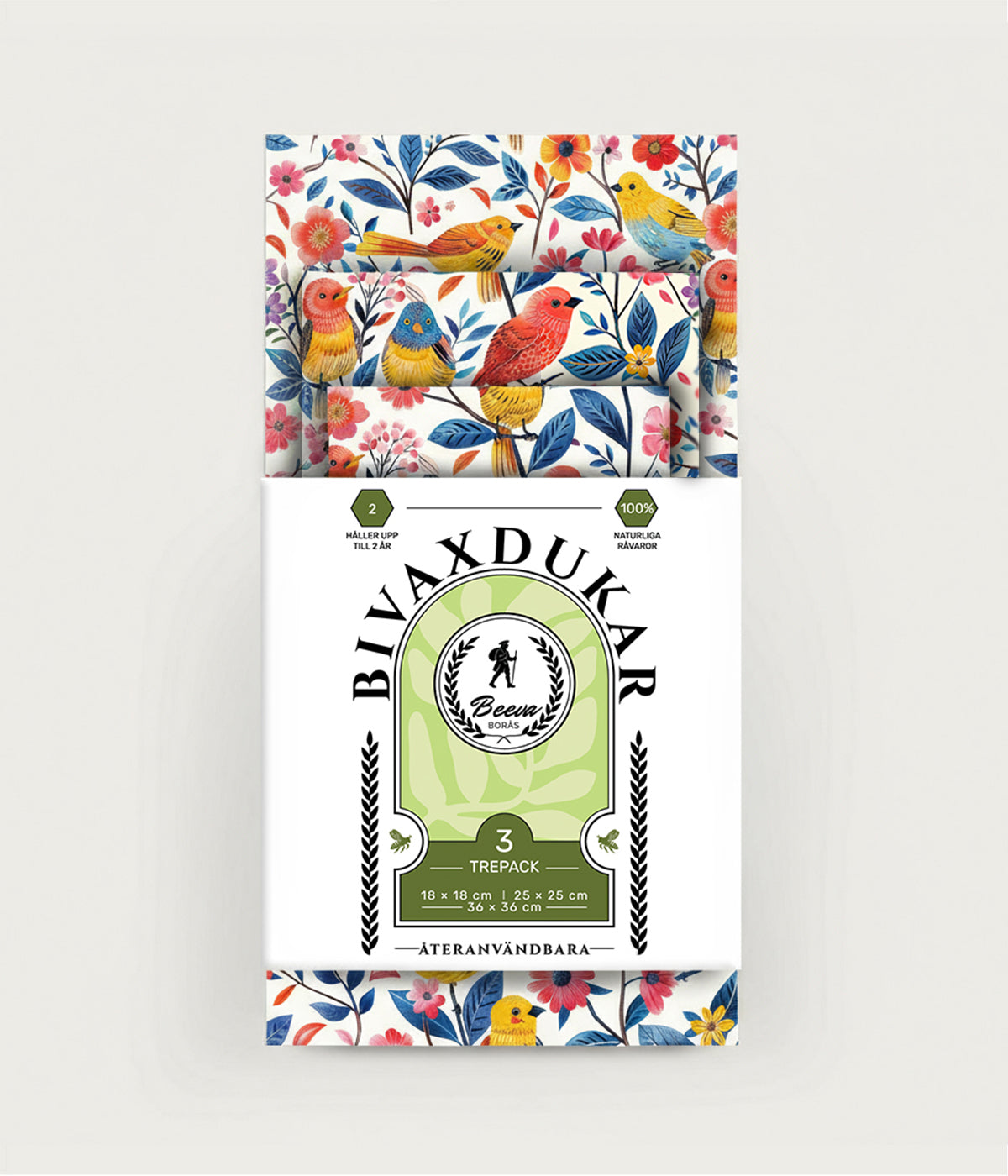 Bivaxdukar 3-pack - Fågelsång - Beeva