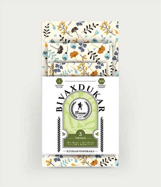 Bivaxdukar 3-pack - Blomsteräng - Beeva